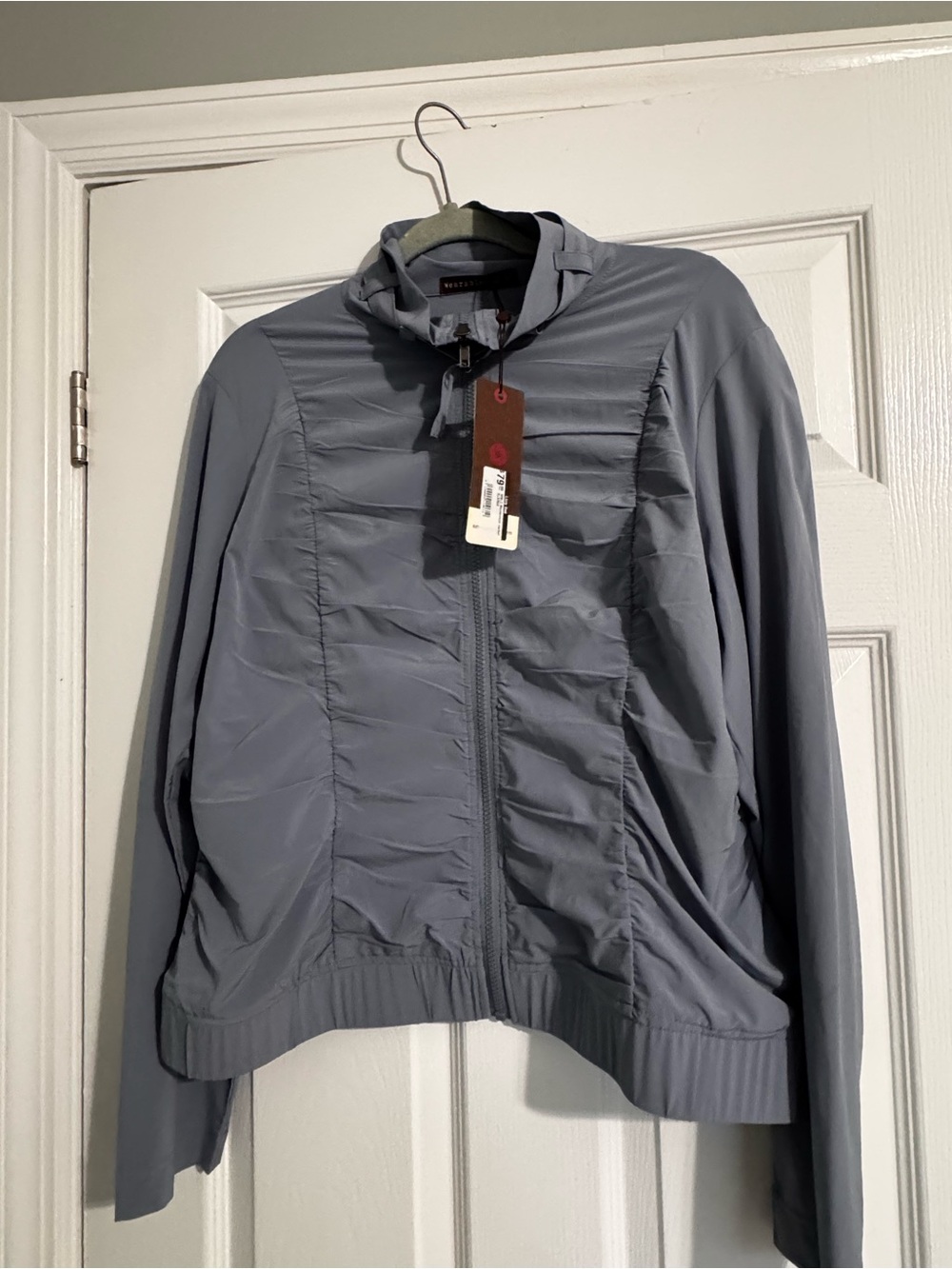 Wearables Momentum Jacket Women XL light blue Ruched Zip Front Streetwear